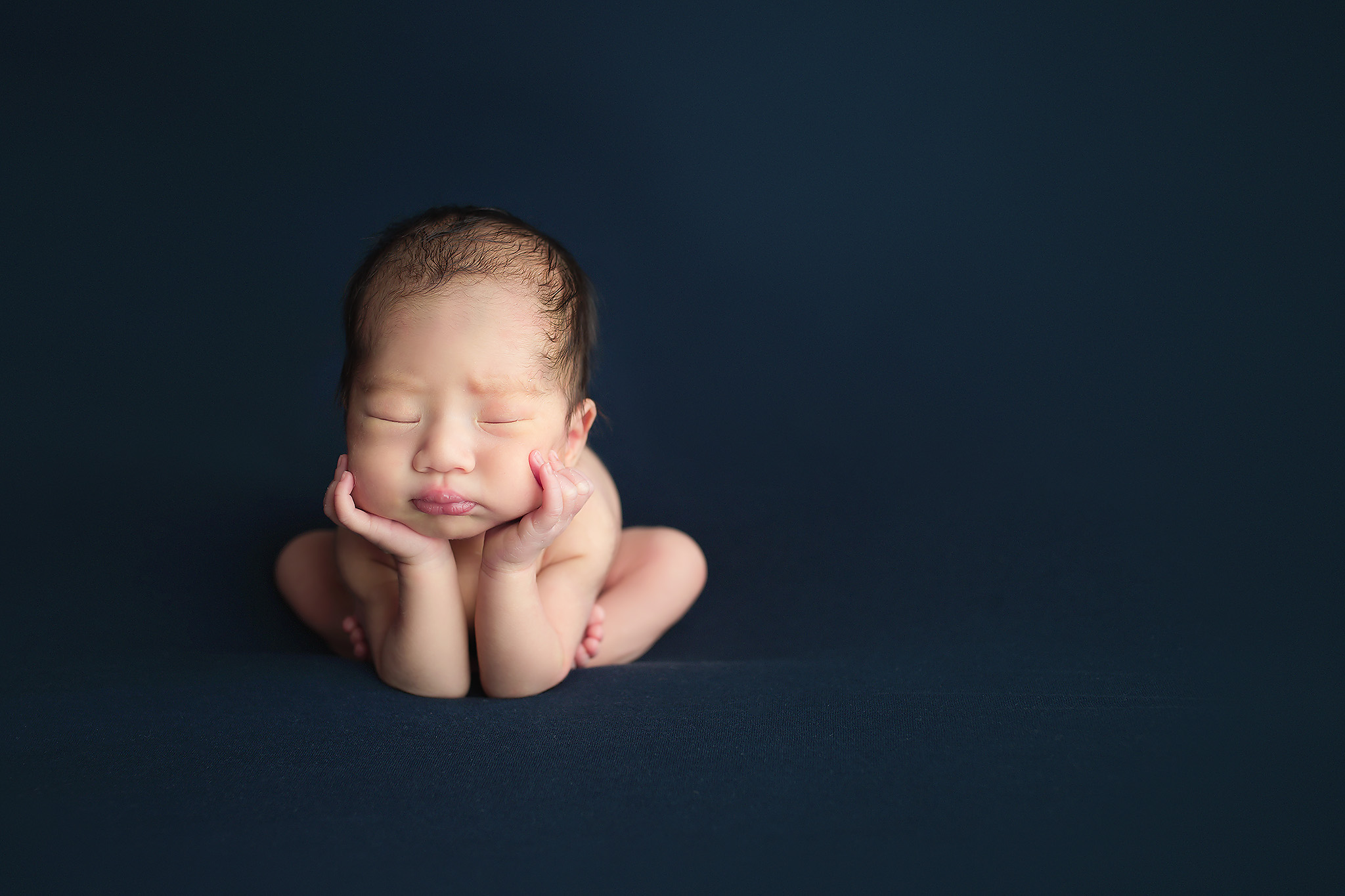 newborn boy in blue fort worth newborn photographer