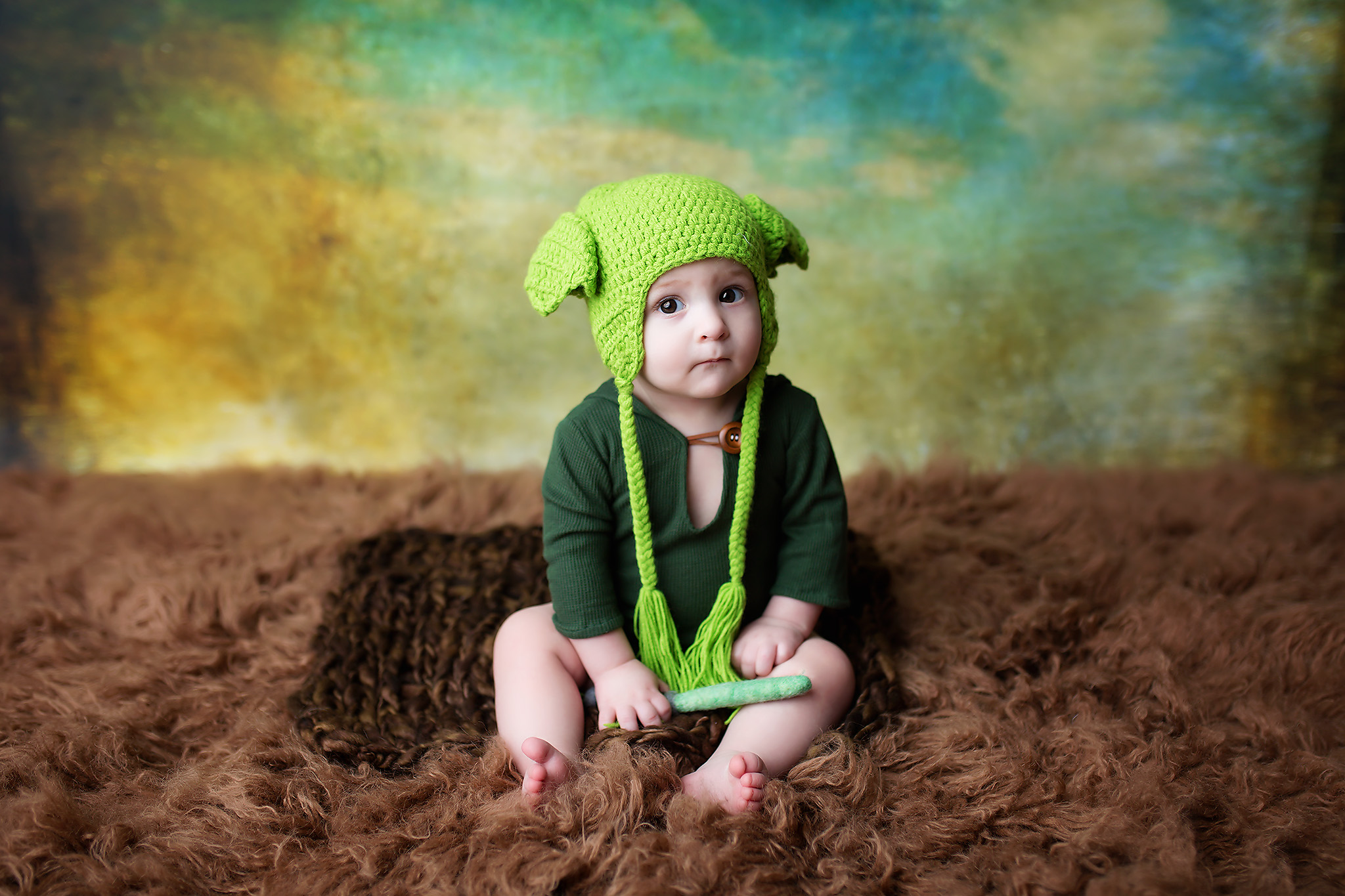 baby yoda photoshoot fort worth newborn photographer