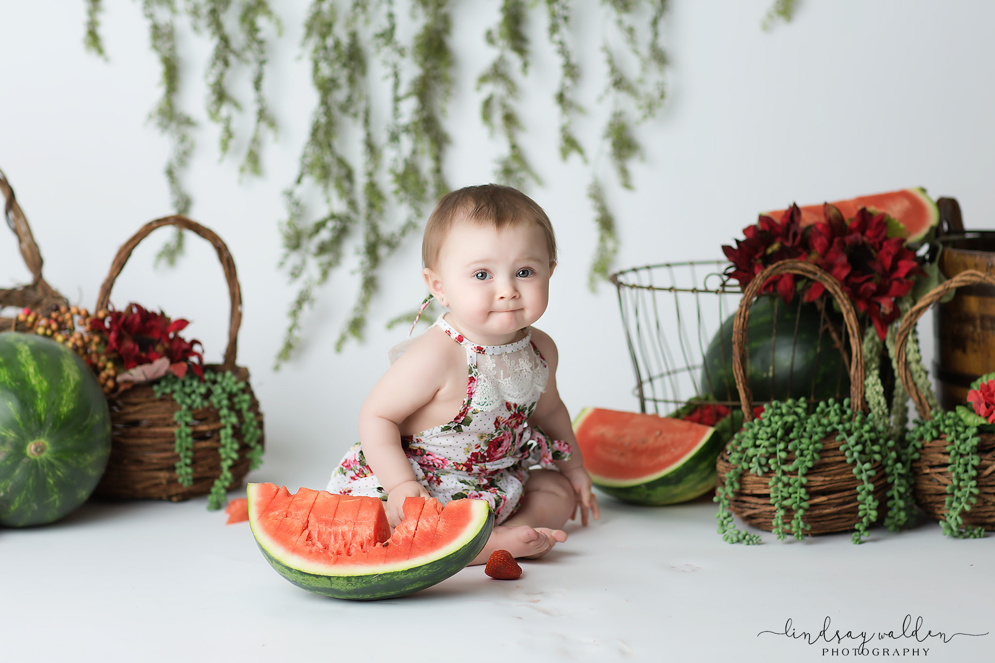 one year baby watermelon session fort worth baby photographer
