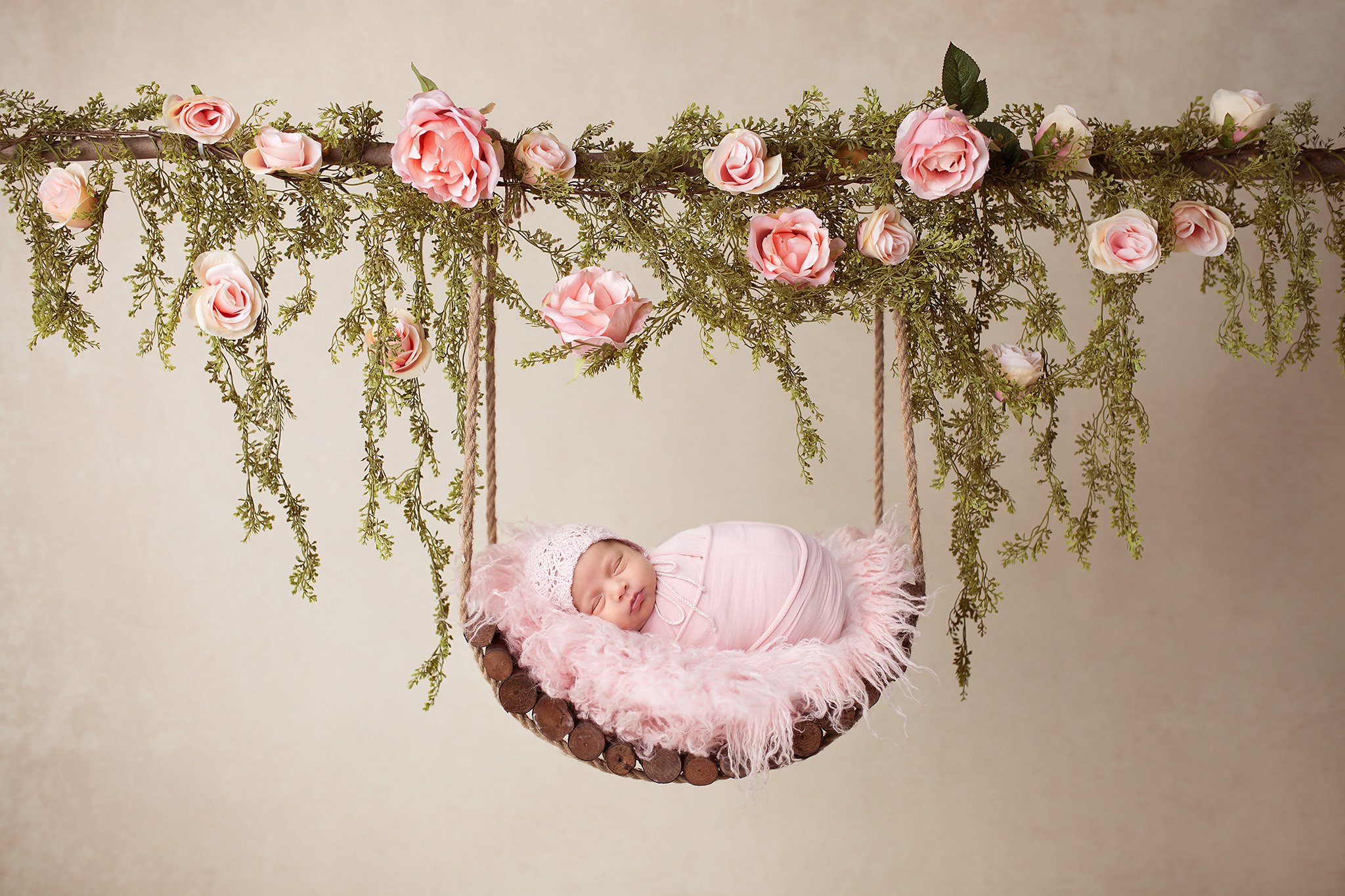 girl flower swing texas newborn photographer