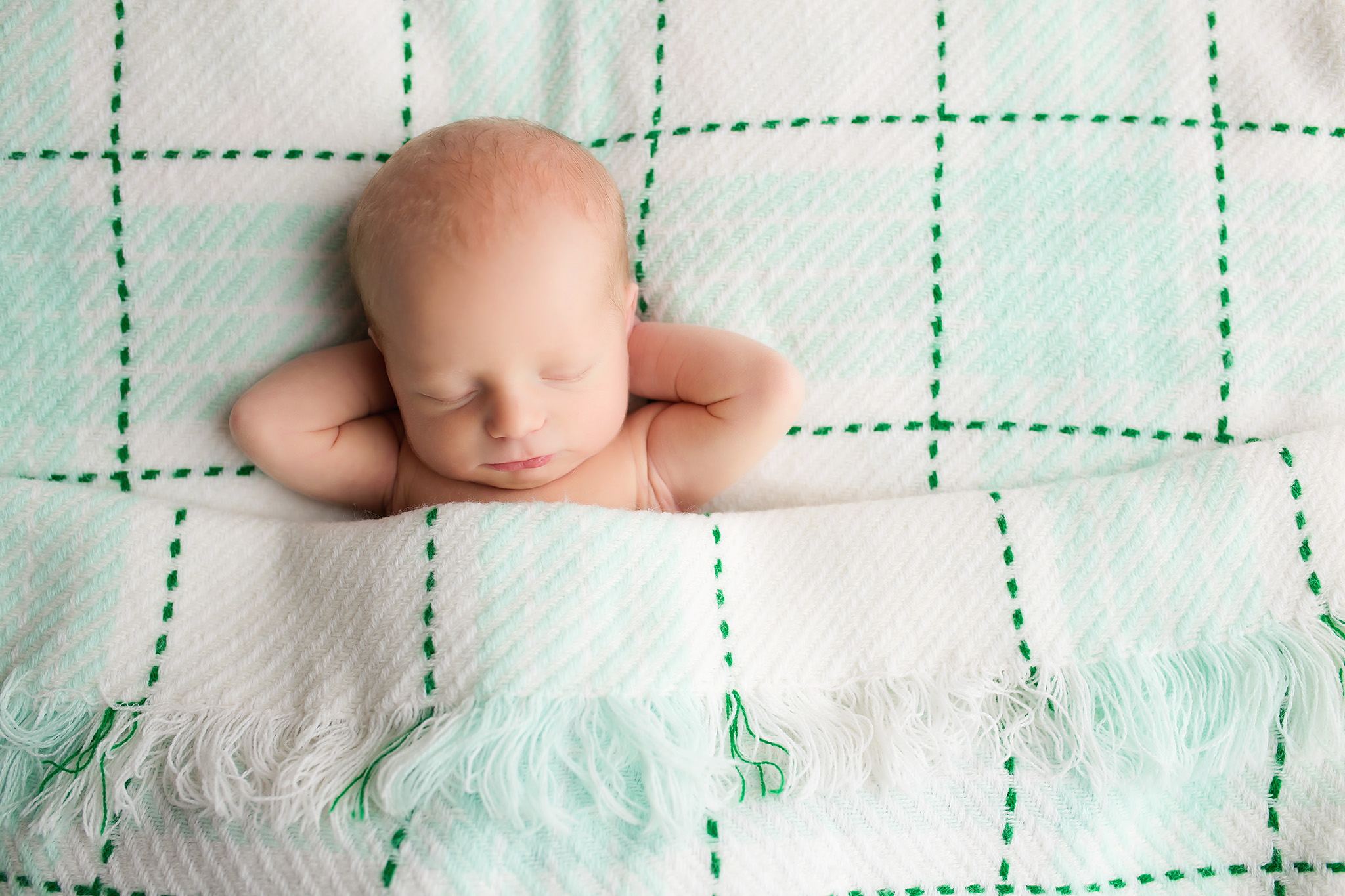 newborn on baby blanket dallas newborn photographer