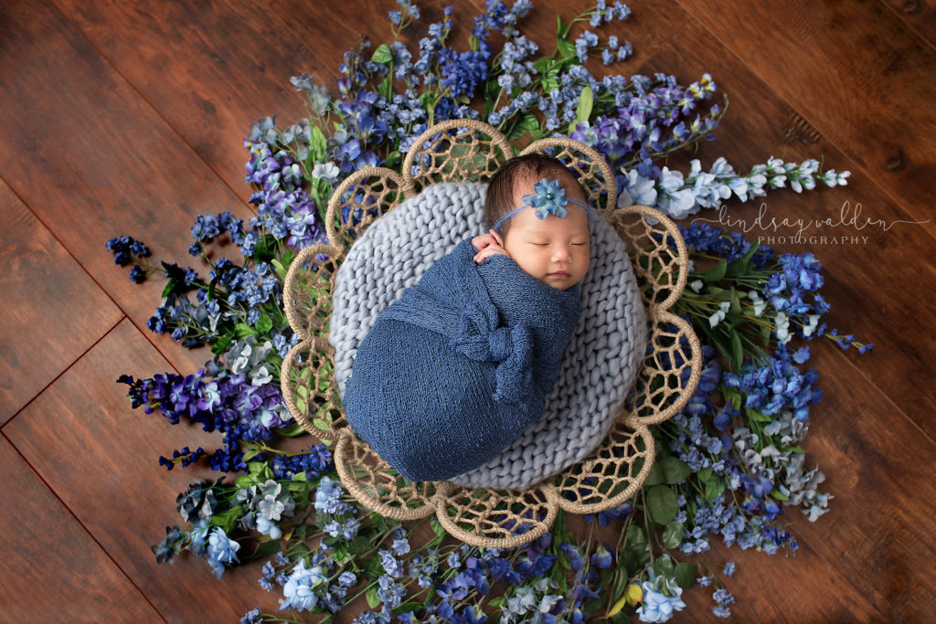 Blue themed newborn portrait 