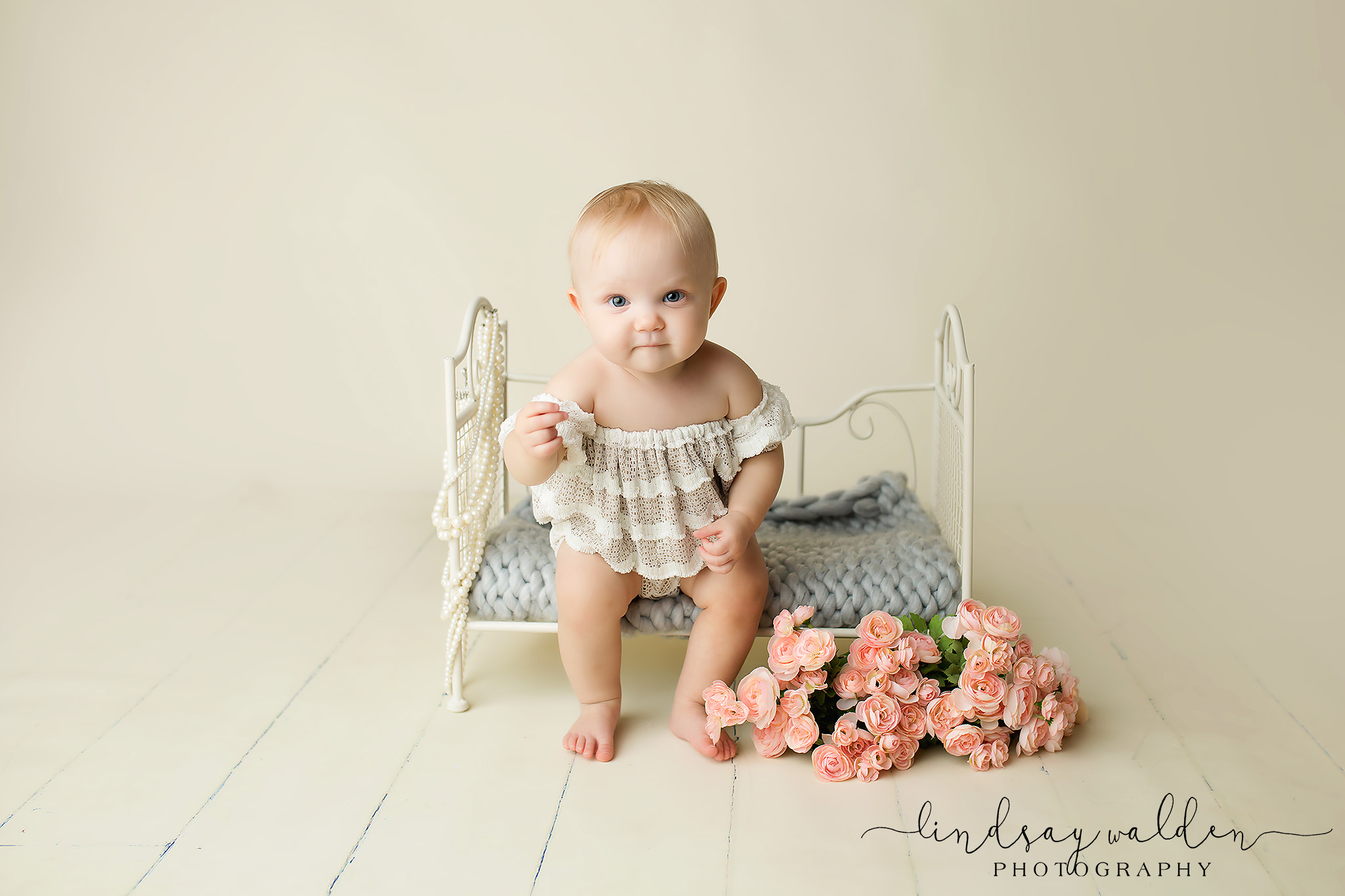 baby girl milestone lace pearls roses sweet simple fort worth photography