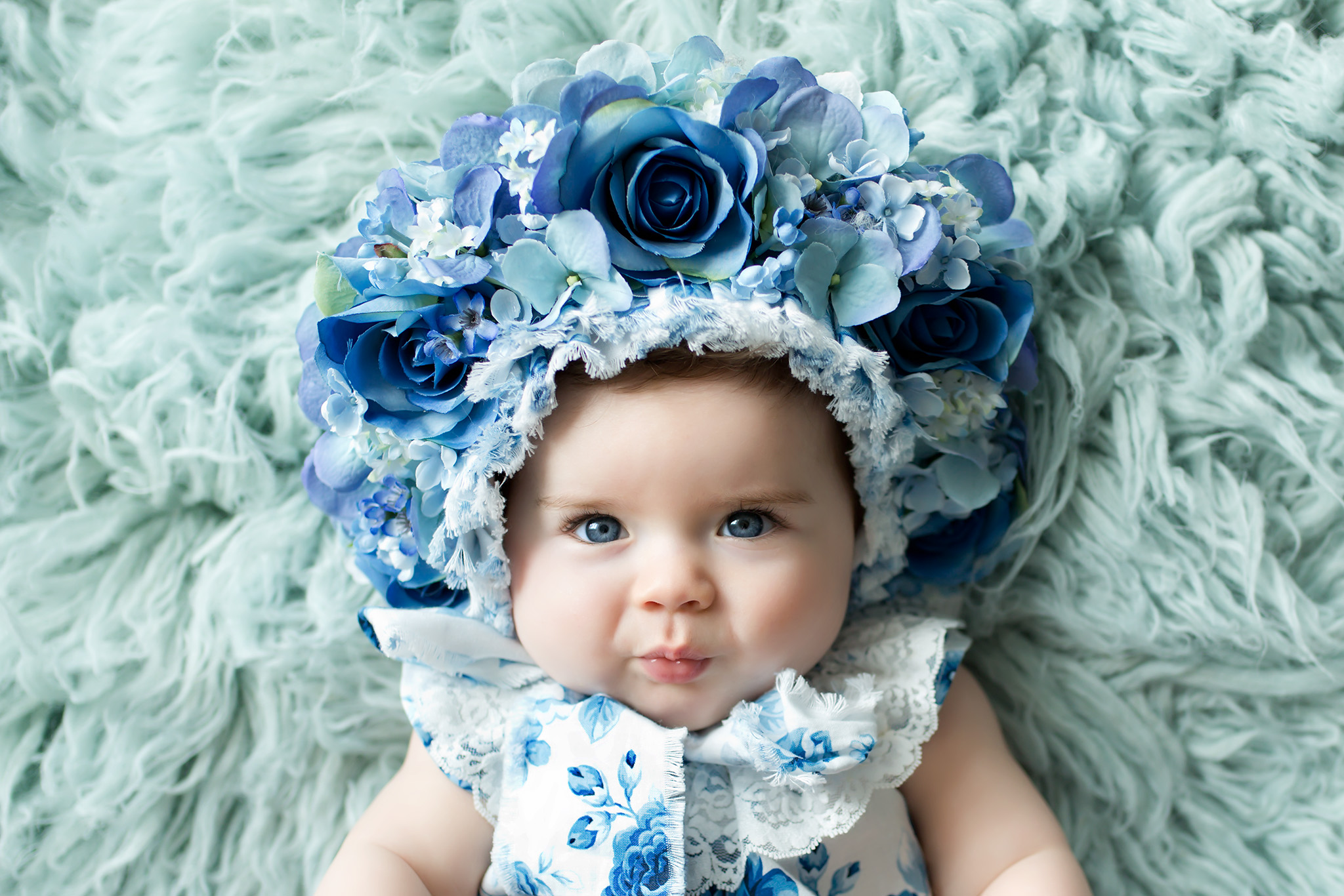 baby girl flower bonnet sweet simple Fort Worth photography