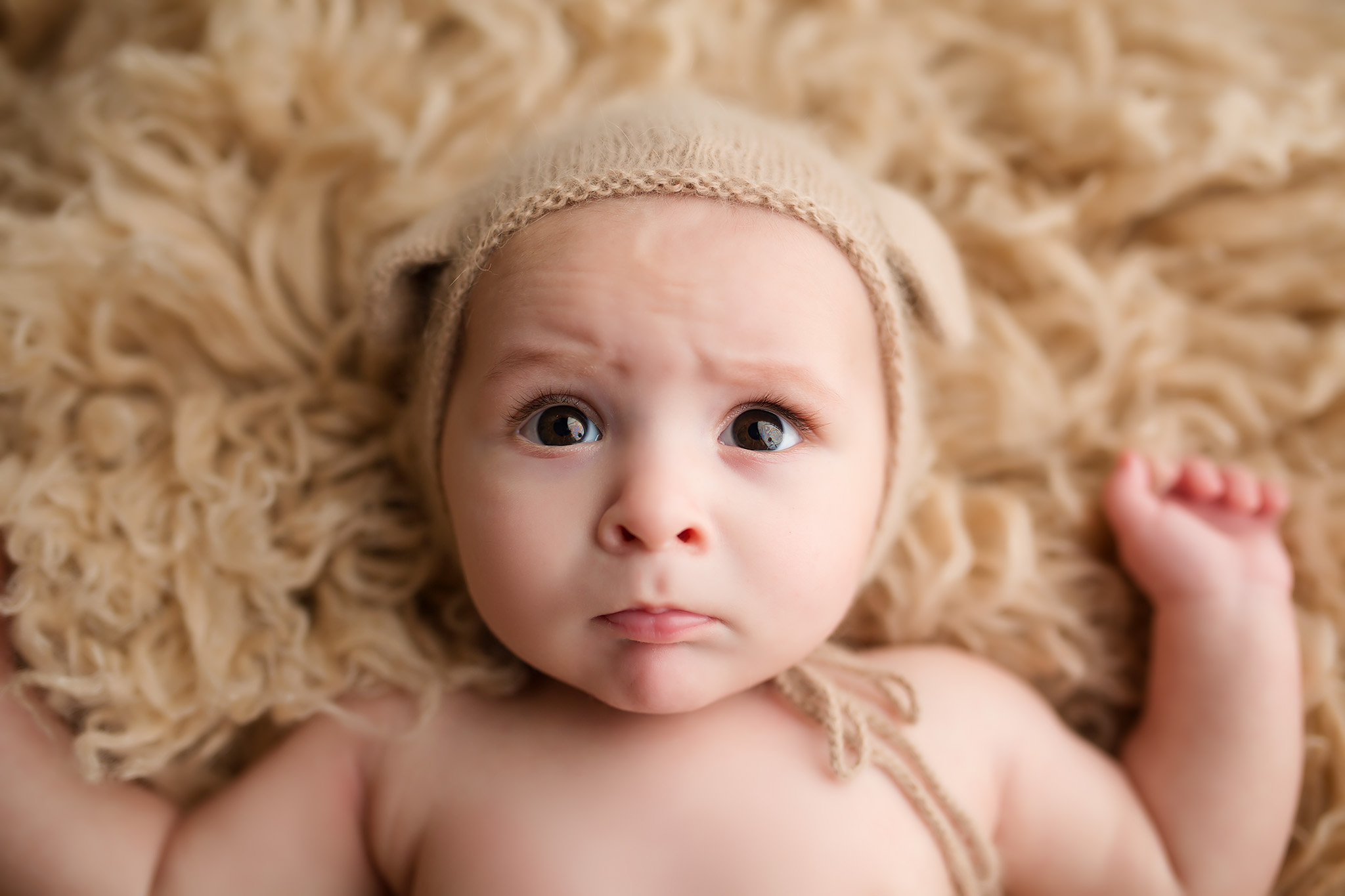 baby boy furrowed brow expression simple puppy Dallas photography