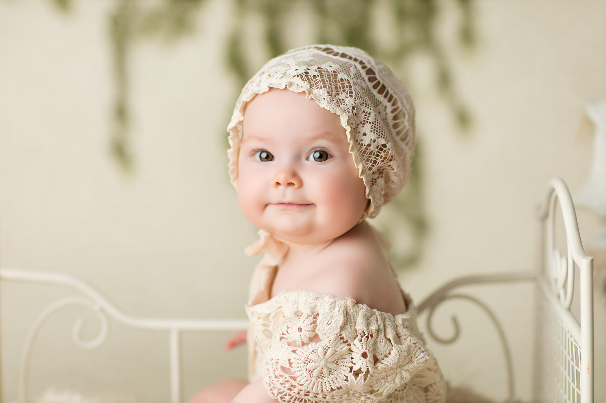 one year milestone baby girl bonnet vintage dallas photographer