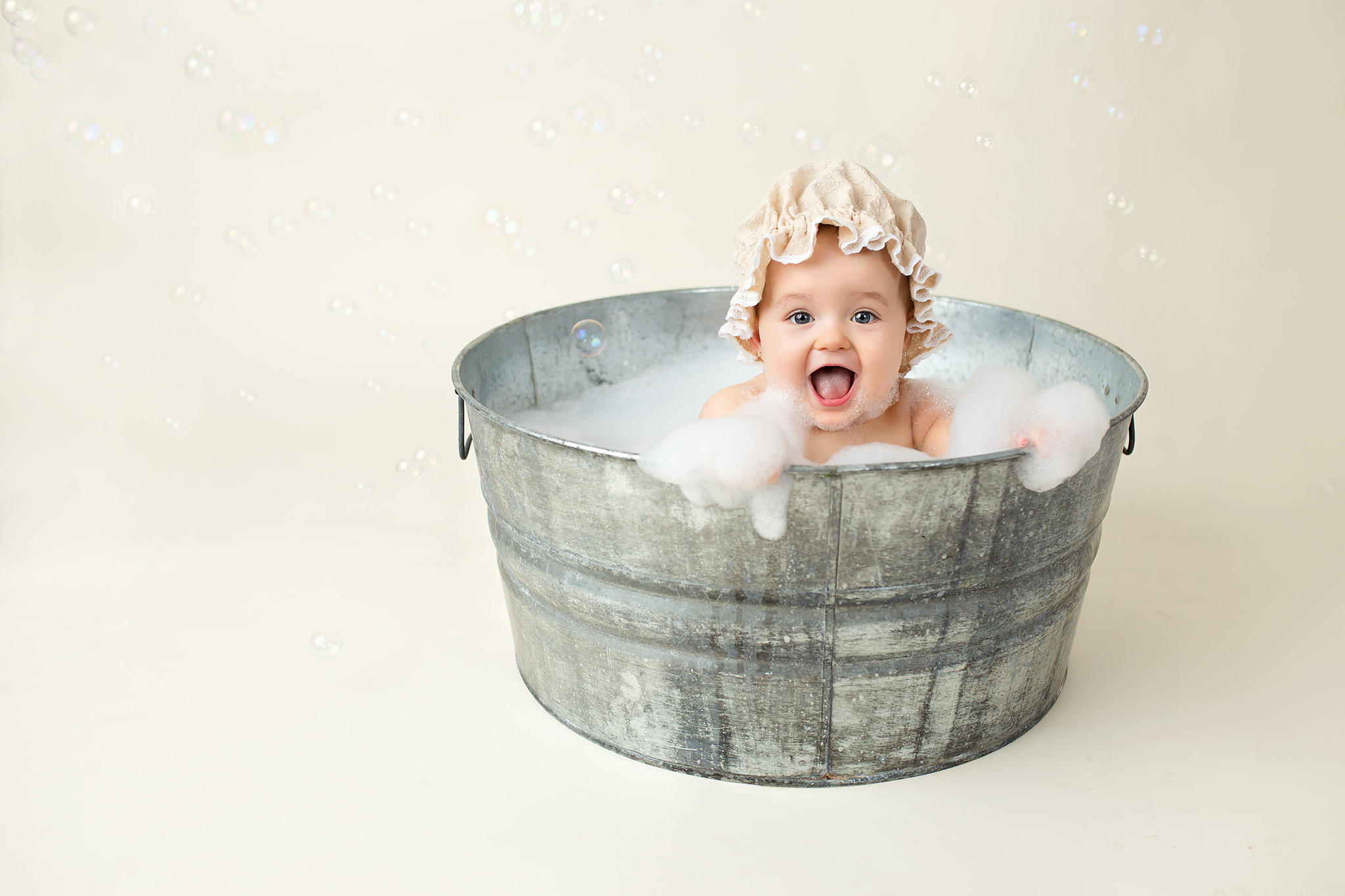 baby girl bubble bath classic timeless Fort Worth photography