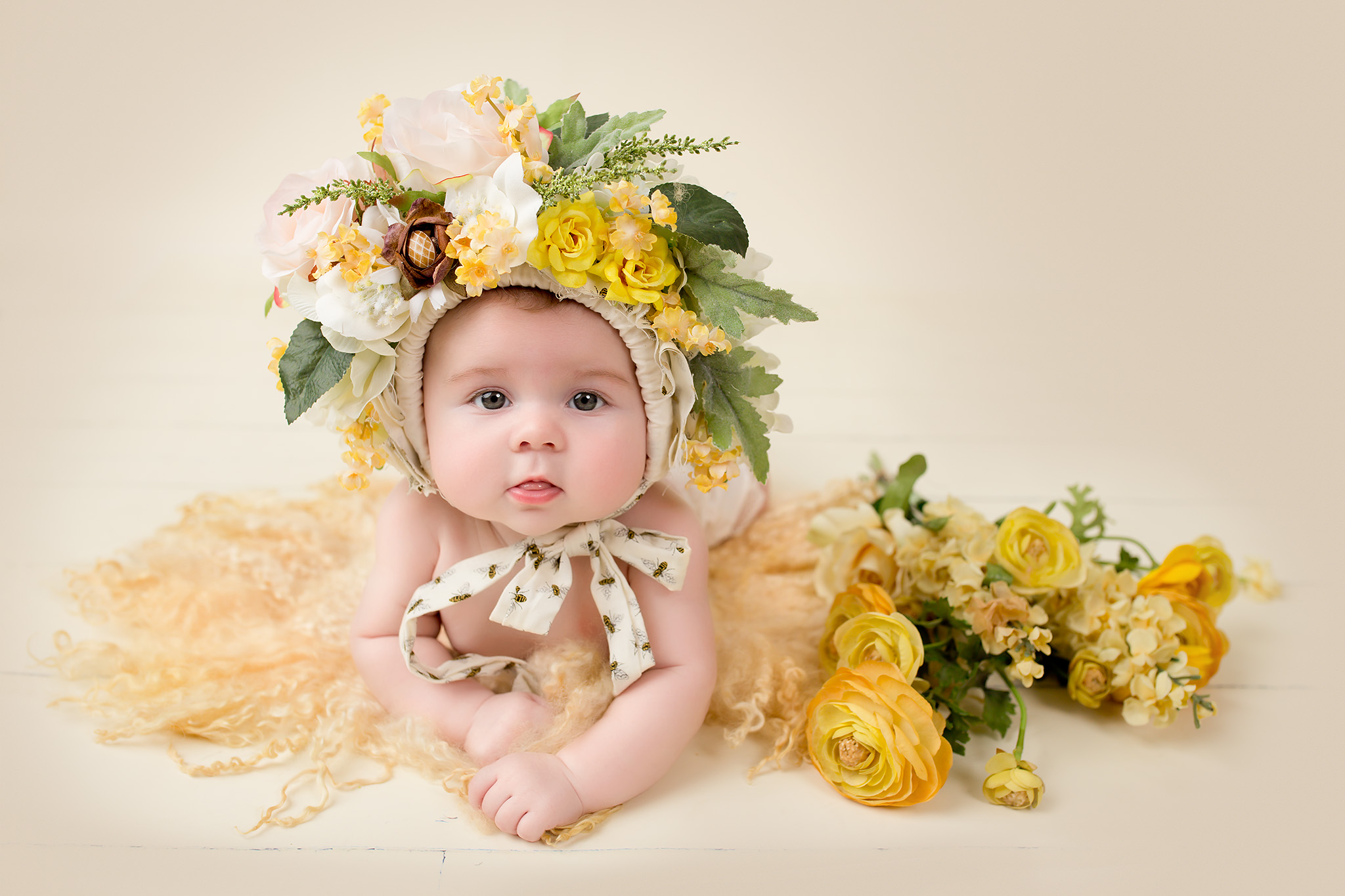 baby girl garden flowers unique beautiful elegant Dallas photography