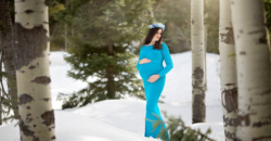 maternity outdoor snowy forest earthy Fort Worth photography