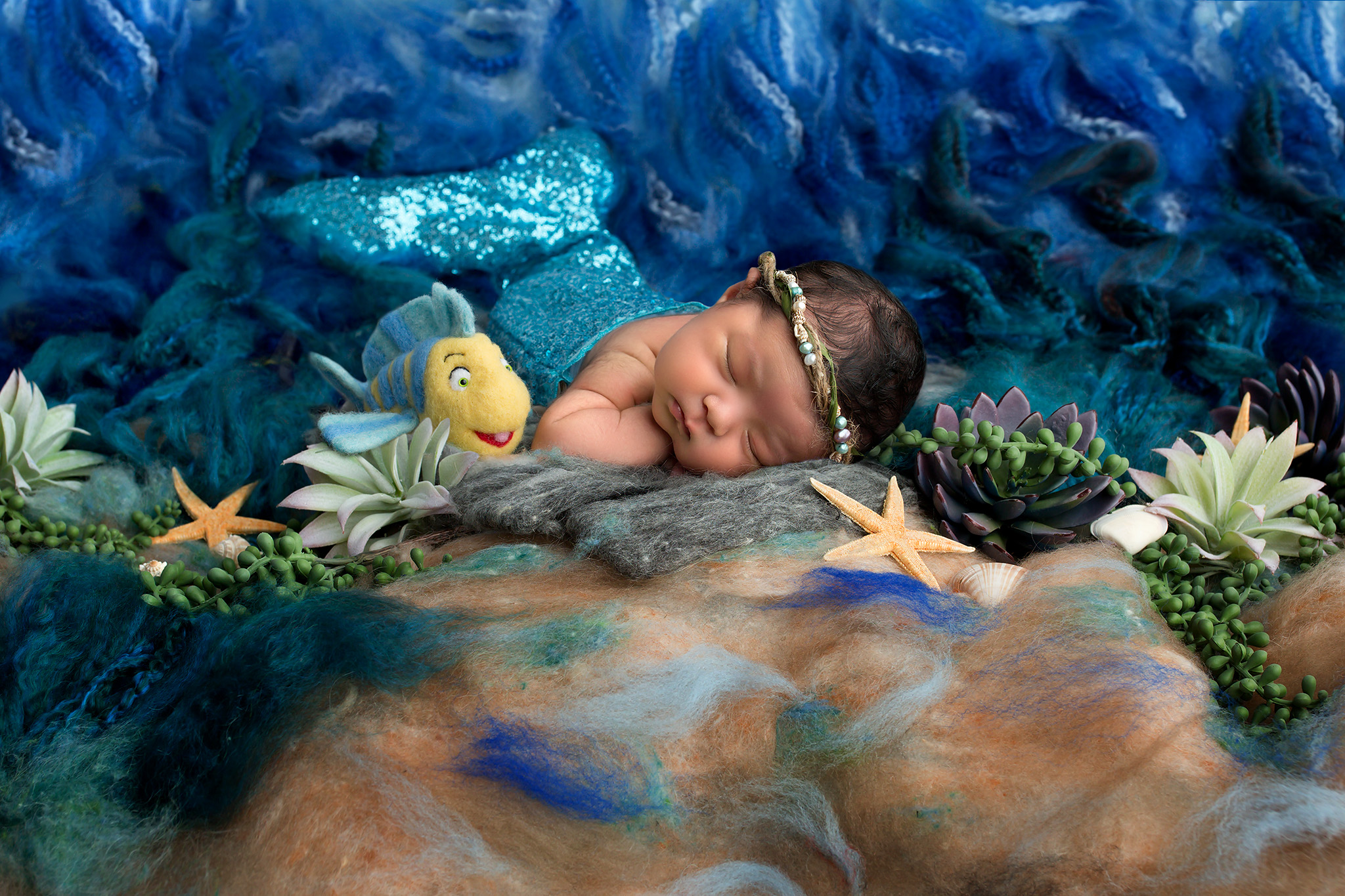 newborn baby little mermaid dallas newborn photographer fairy tale newborn