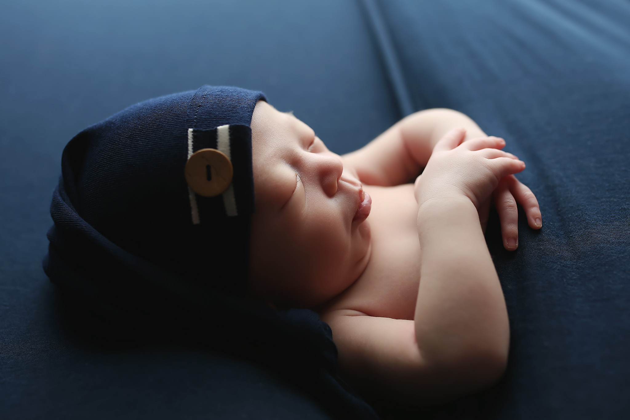 dallas fort worth newborn photography session baby boy in blue