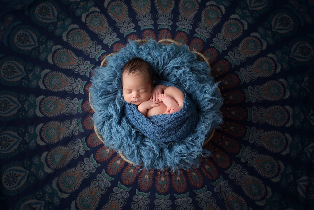 baby boy in blue mandala newborn photographer dallas fort worth texas