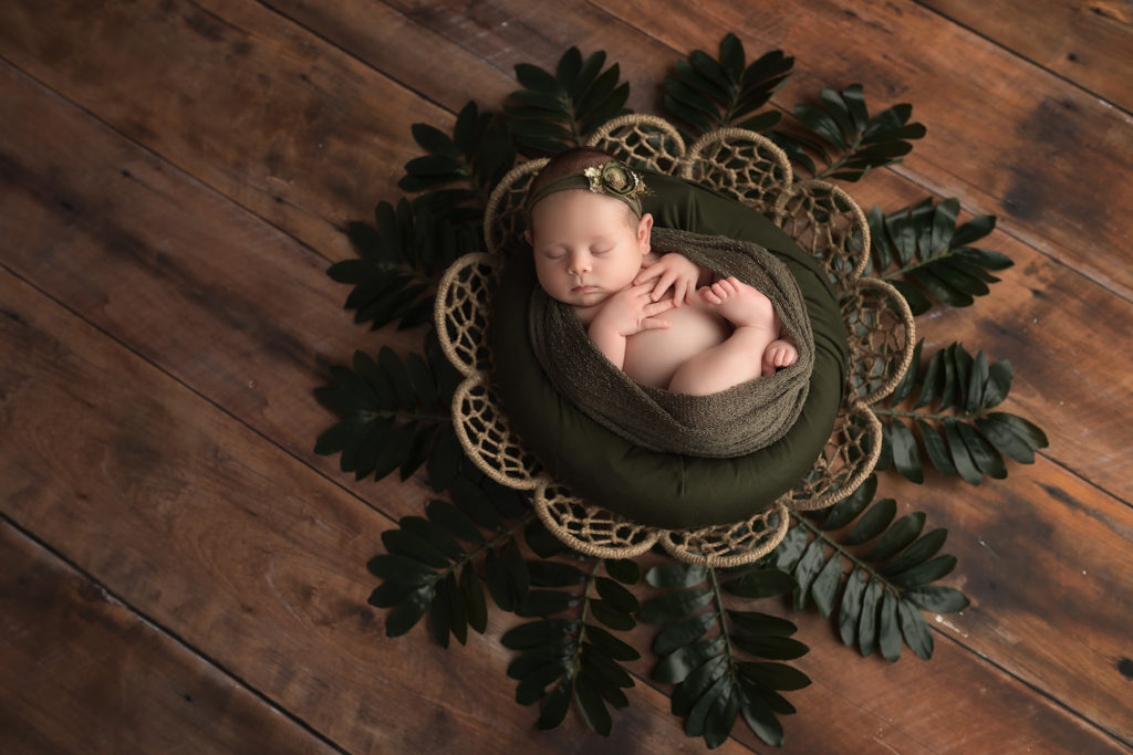 newborn photographer dallas baby girl green