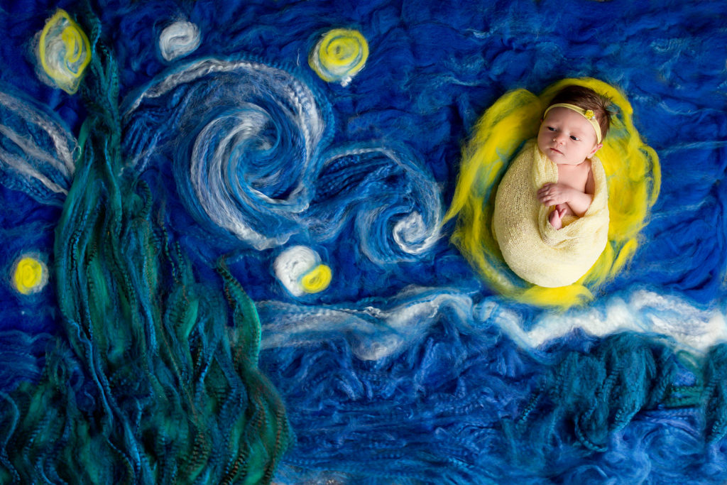 starry night creative newborn photography dallas