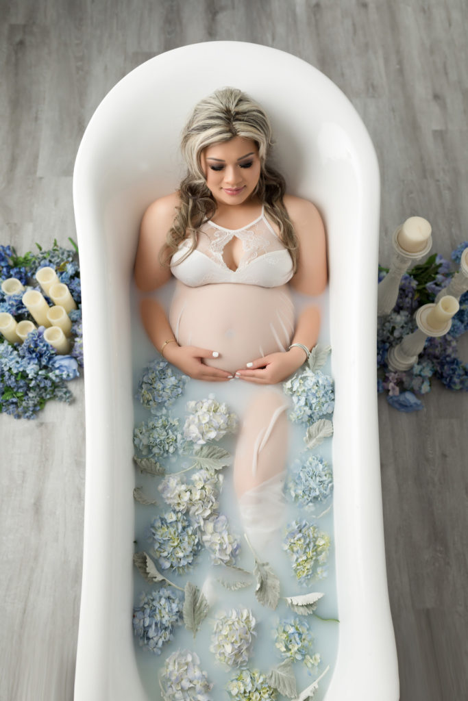 maternity milk bath photoshoot 
with Dallas photographer