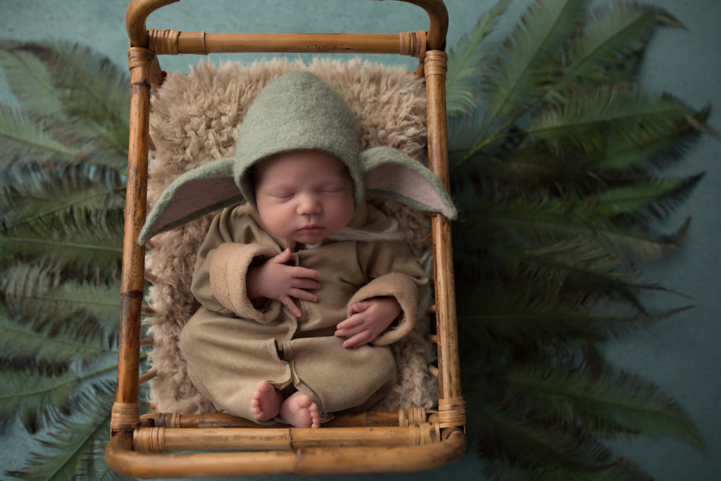 costumed newborns baby Yoda dallas photographer