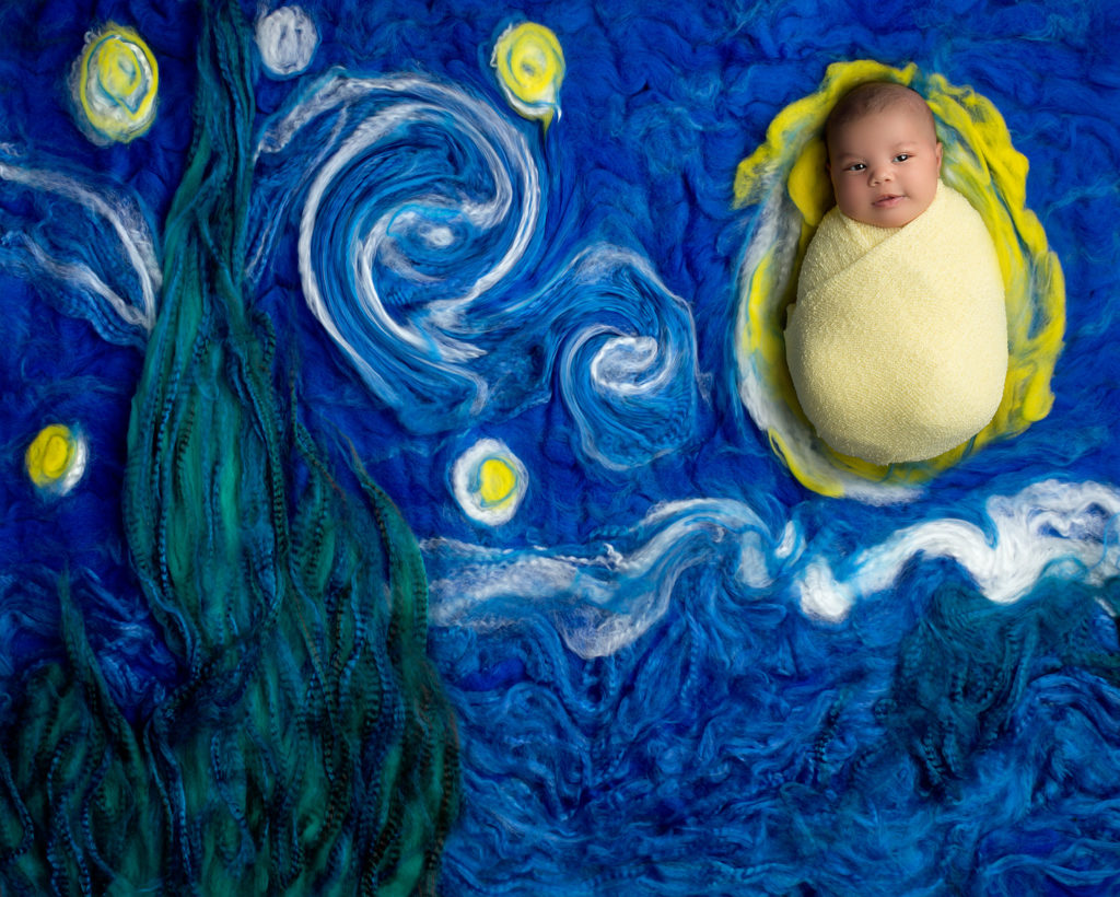 starry starry night by Van Gogh newborn photographer dallas