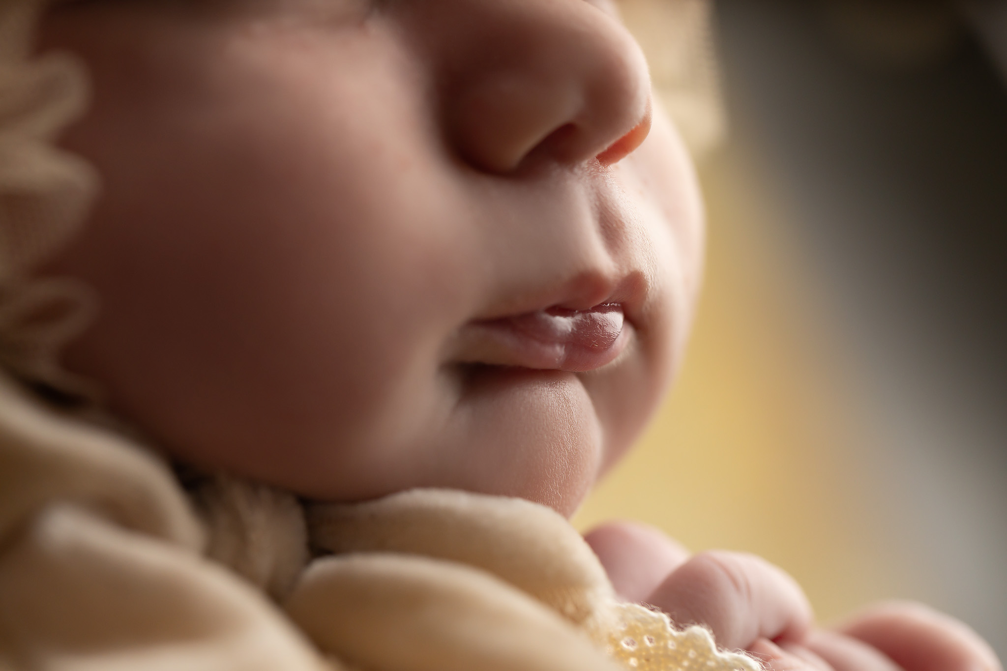 Details of a newborn baby's lips